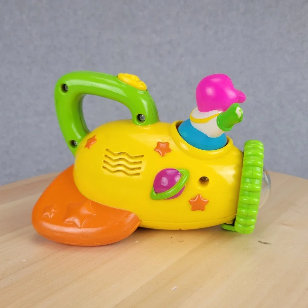 Mattel Barney Musical Flashlight Toy Toddler Yellow 2001 Space Ship Sound